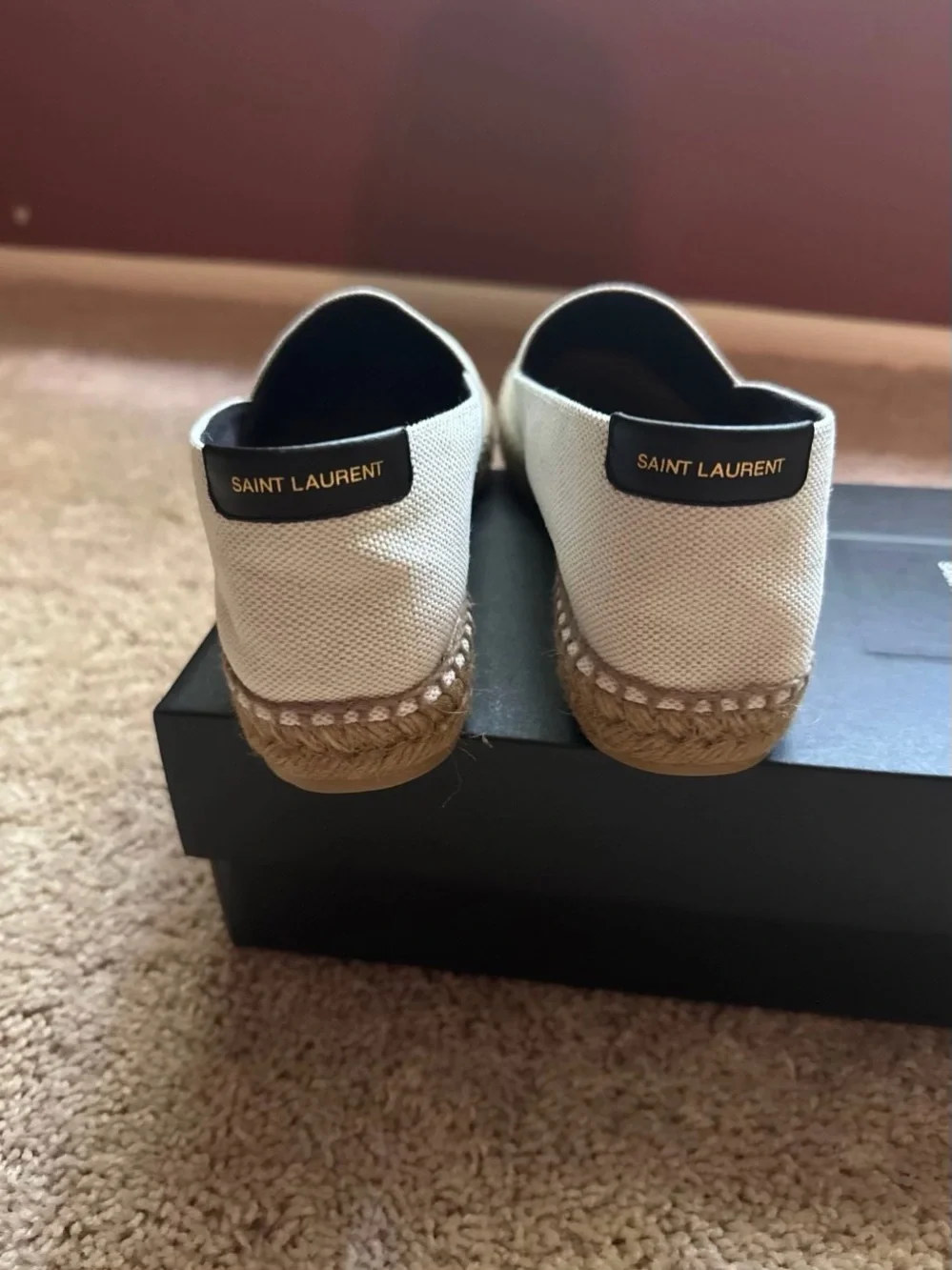 Saint Laurent Cream Canvas Espadrille Slip-Ons